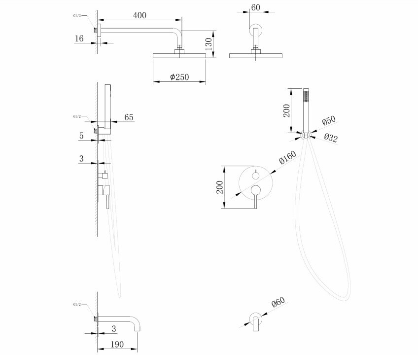 Душевая система Abber Wasser Kreis AF8117NG