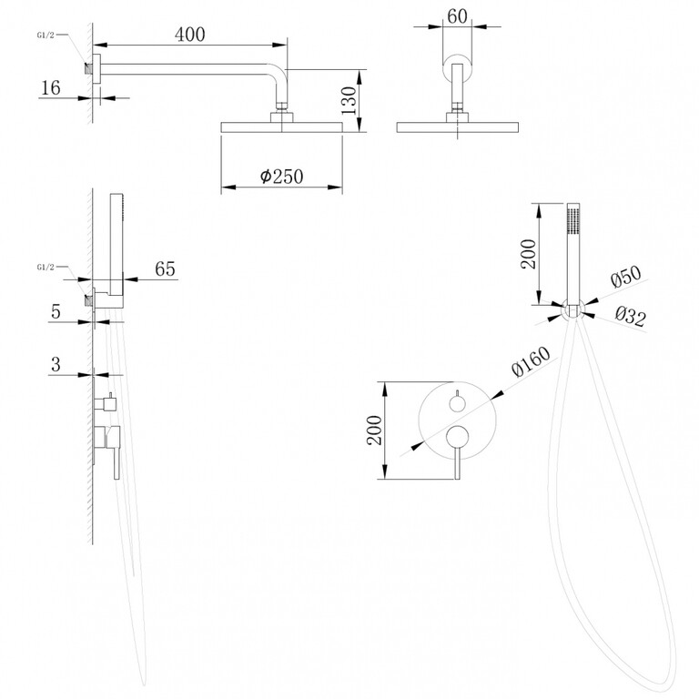 Душевая система Abber Wasser Kreis AF8118RG
