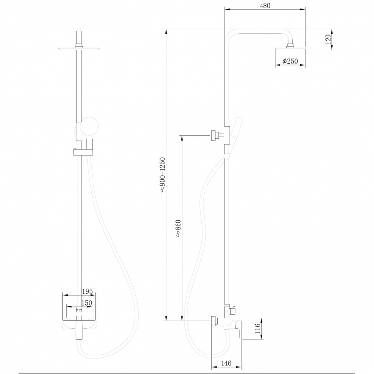 Душевая система Abber Weiss Insel AF8020W