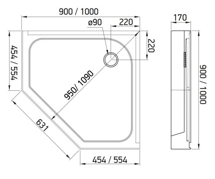 Душевой поддон Alex Baitler AB10017V-1 100x100