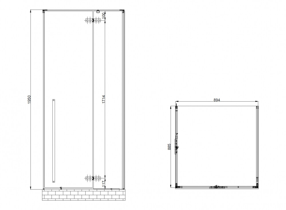 Душевое ограждение Abber Eins AG06099B 90x90