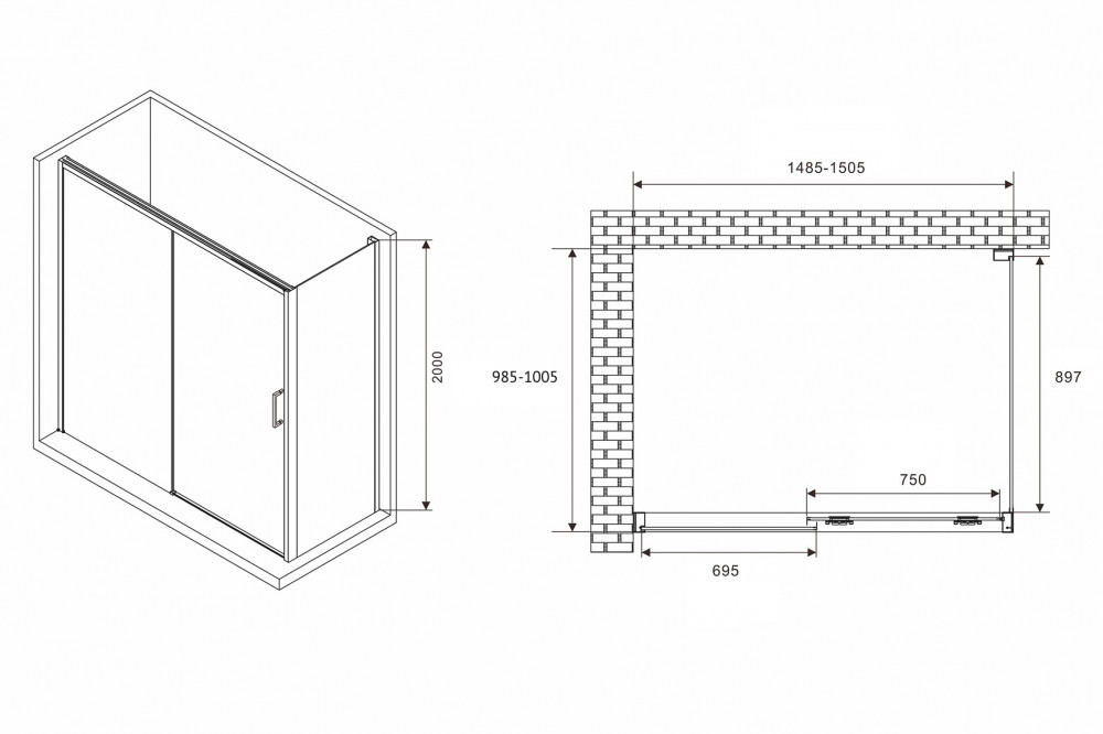 Душевое ограждение Abber Komfort AG93150-S102 150x100