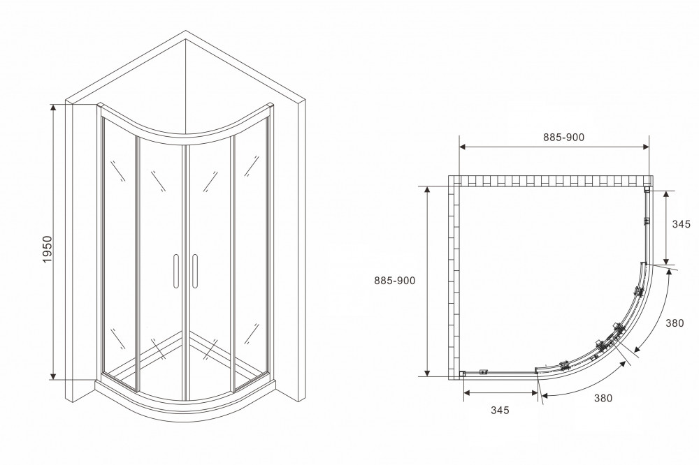 Душевое ограждение Abber Schwarzer Diamant AG01090B 90x90