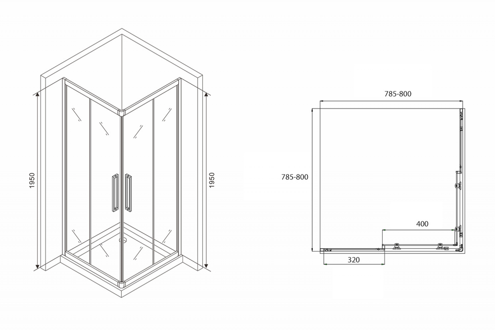 Душевое ограждение Abber Schwarzer Diamant AG02080BH 80x80