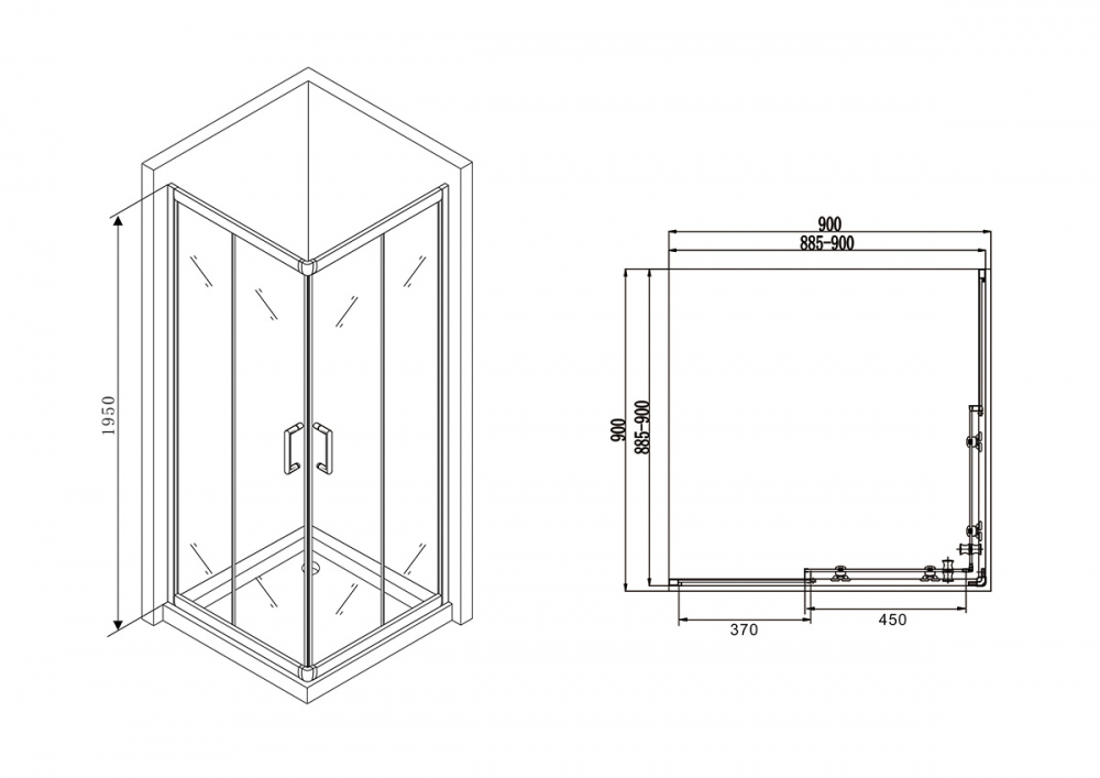 Душевое ограждение Abber Schwarzer Diamant AG02090B 90x90