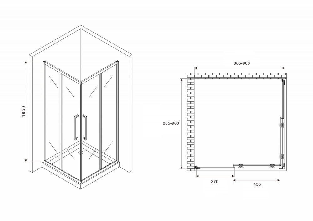 Душевое ограждение Abber Schwarzer Diamant AG02090MH 90x90