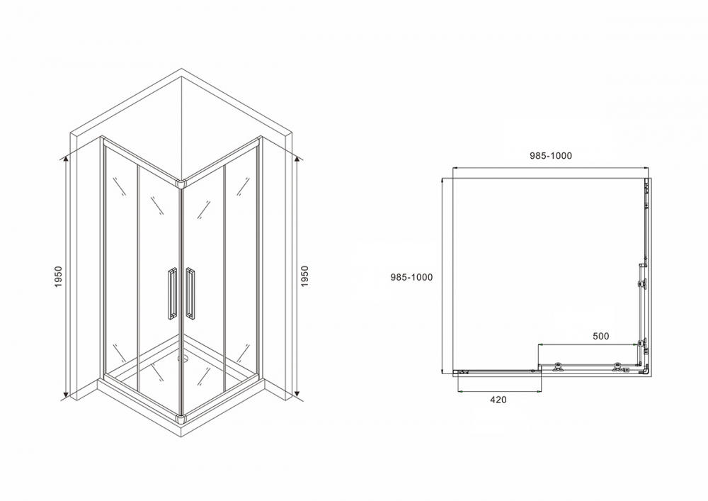 Душевое ограждение Abber Schwarzer Diamant AG02100BH 100x100