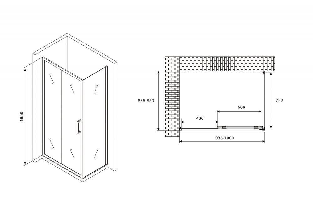 Душевое ограждение Abber Schwarzer Diamant AG30100B-S85B 100x85