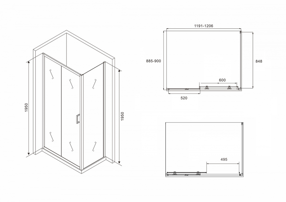 Душевое ограждение Abber Schwarzer Diamant AG30120B-S90B 120x90