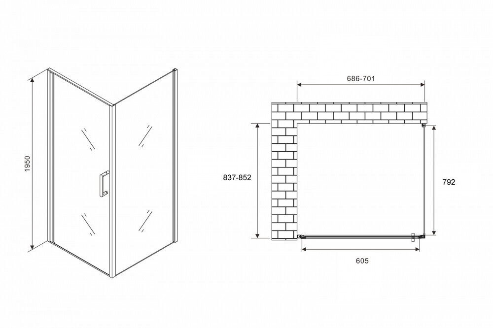 Душевое ограждение Abber Sonnenstrand AG04070-S85 70x85