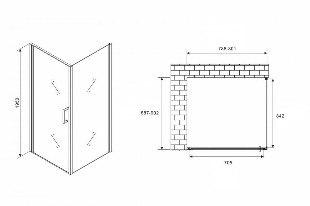 Душевое ограждение Abber Sonnenstrand AG04080-S90 80x90