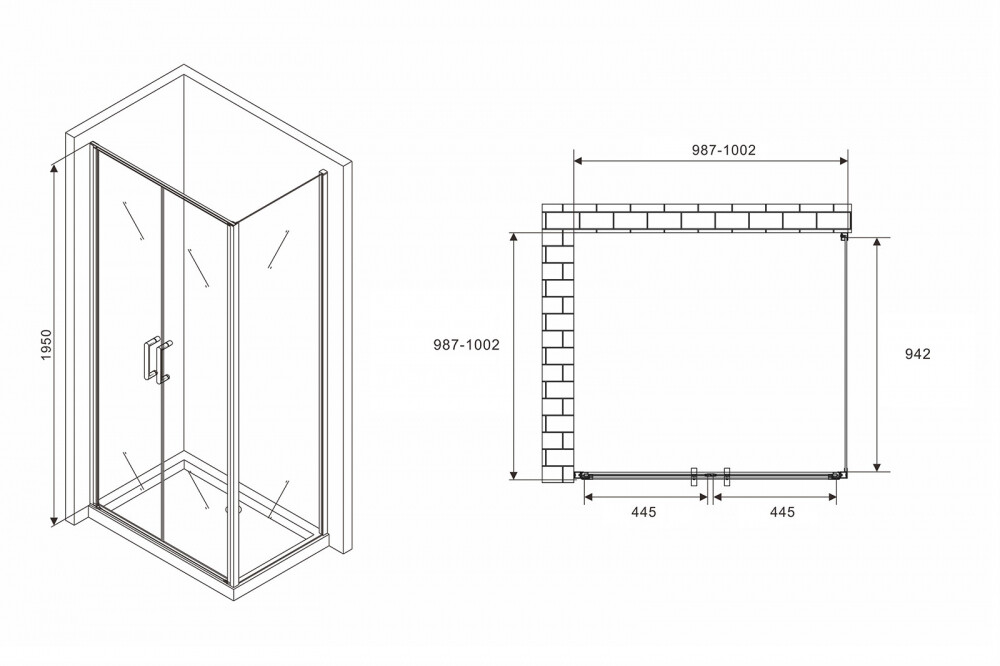 Душевое ограждение Abber Sonnenstrand AG04100BC-S100B 100x100