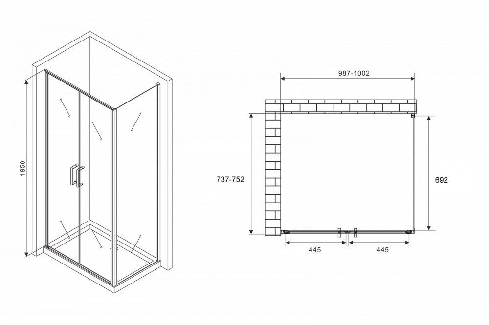 Душевое ограждение Abber Sonnenstrand AG04100BC-S75B 100x75