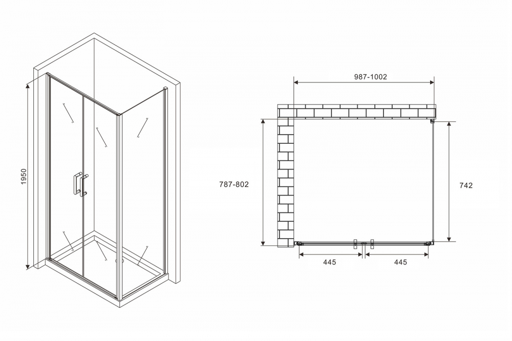 Душевое ограждение Abber Sonnenstrand AG04100BC-S80B 100x80