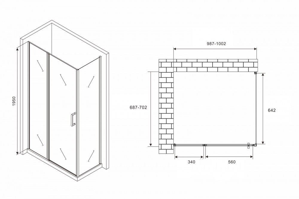 Душевое ограждение Abber Sonnenstrand AG04100BS-S70B 100x70