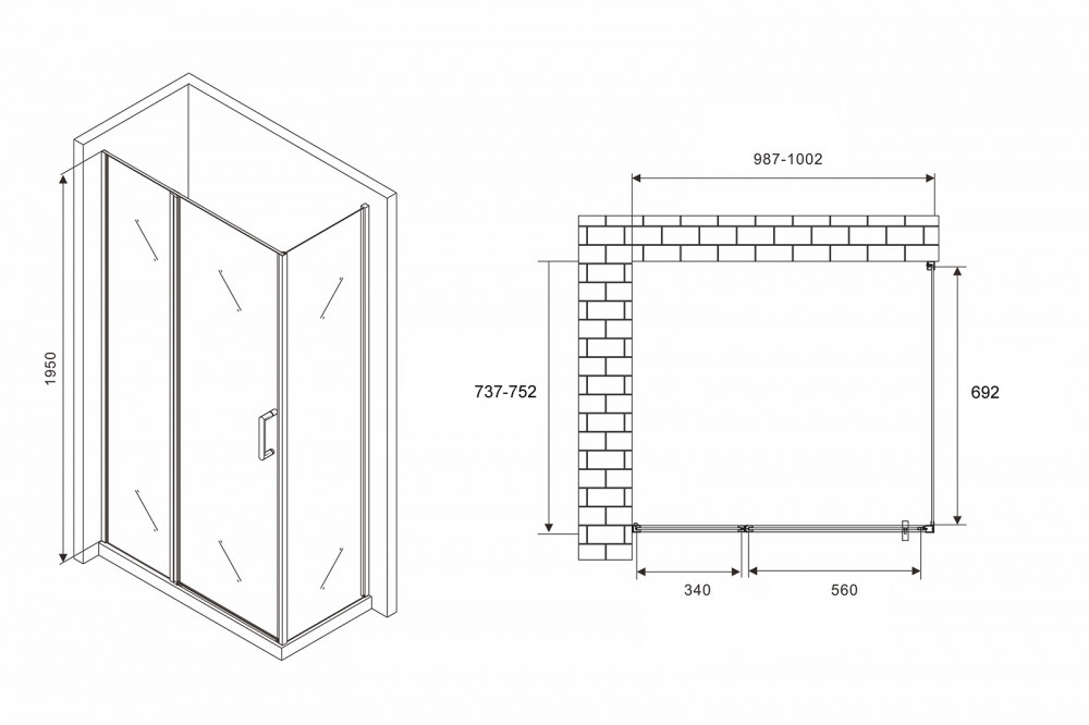 Душевое ограждение Abber Sonnenstrand AG04100BS-S75B 100x75