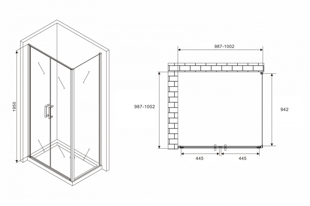 Душевое ограждение Abber Sonnenstrand AG04100C-S100 100x100