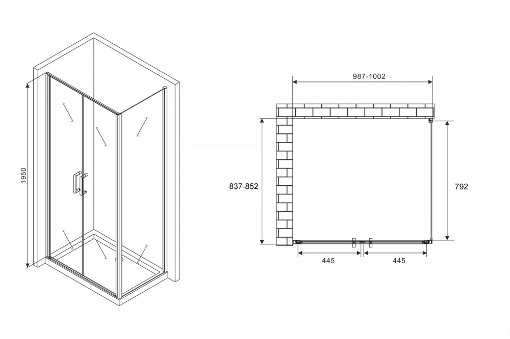 Душевое ограждение Abber Sonnenstrand AG04100C-S85 100x85