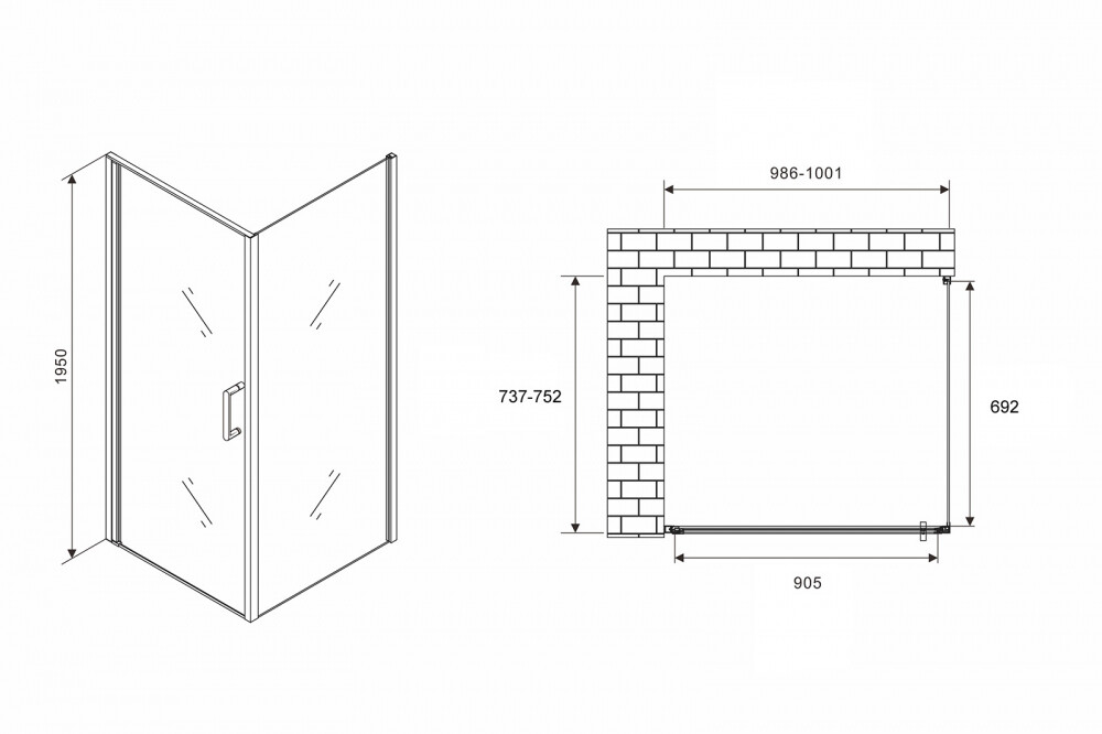 Душевое ограждение Abber Sonnenstrand AG04100M-S75M 100x75