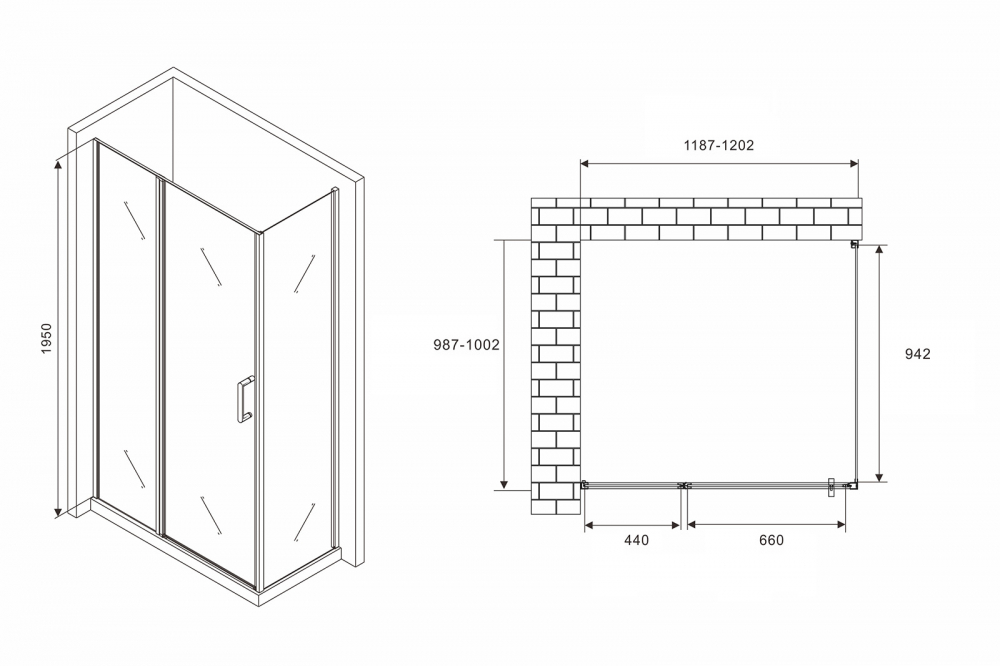 Душевое ограждение Abber Sonnenstrand AG04120BS-S100B 120x100