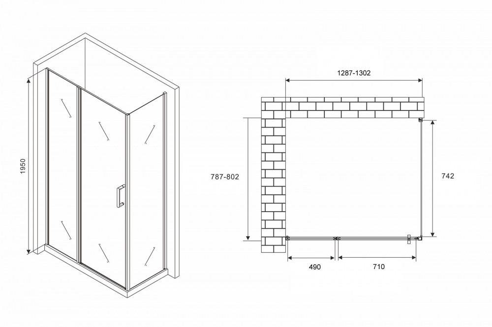 Душевое ограждение Abber Sonnenstrand AG04130S-S80 130x80