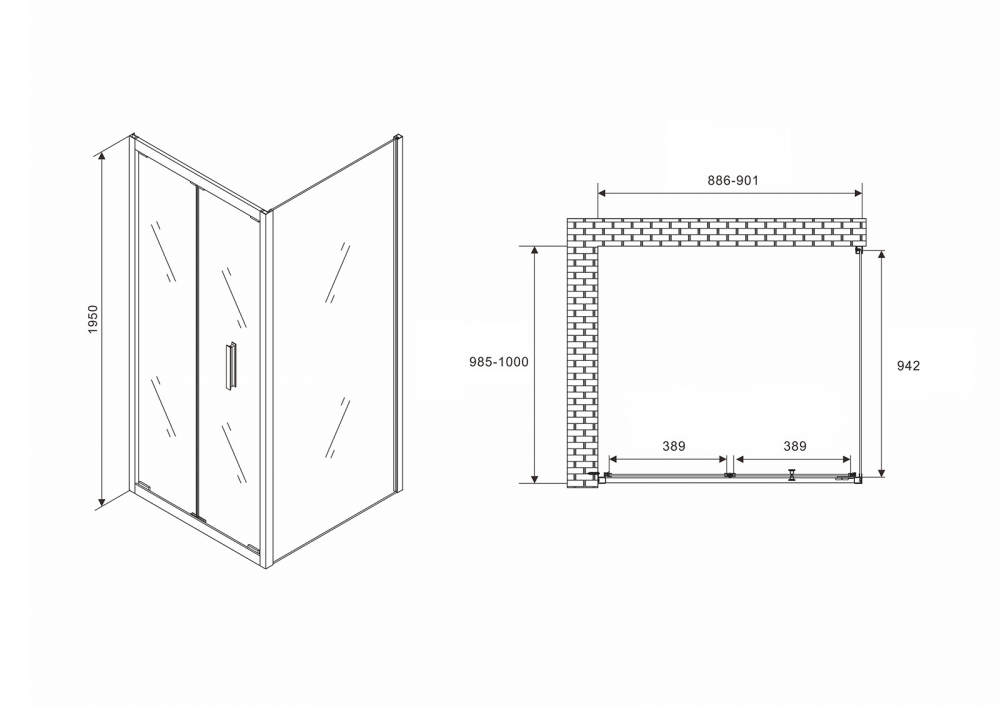 Душевое ограждение Abber Sonnenstrand AG07090-S100 90x100