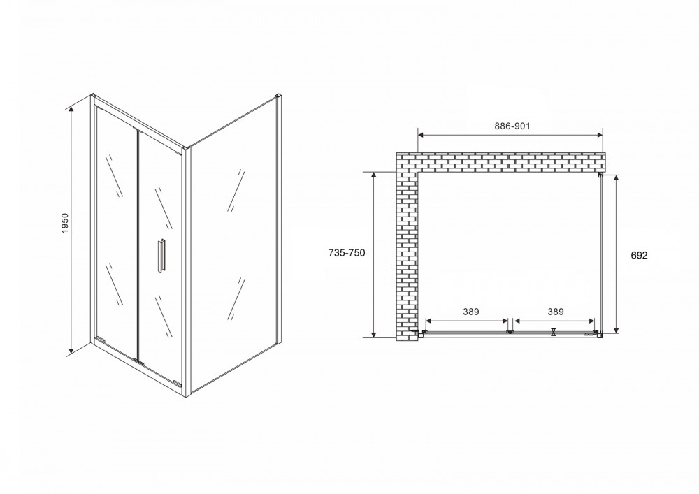 Душевое ограждение Abber Sonnenstrand AG07090-S75 90x75