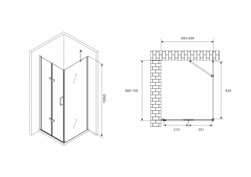 Душевое ограждение Abber Zart AG08070P-S71 70x70