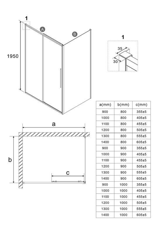 Душевое ограждение Niagara NG-85-11TB-TB100-34 110x100