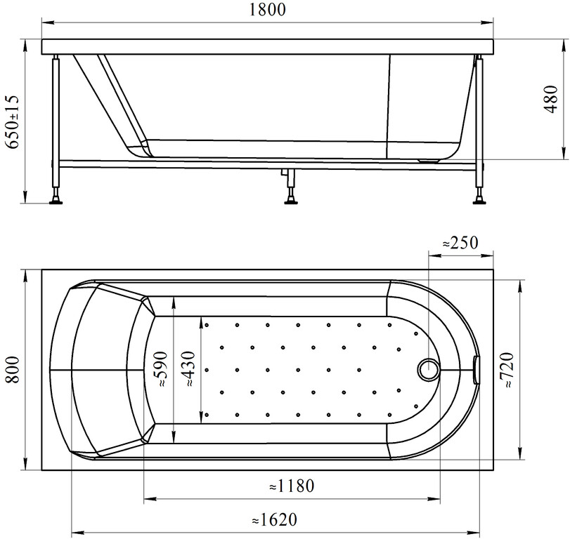 Акриловая ванна Radomir Николь 180x80