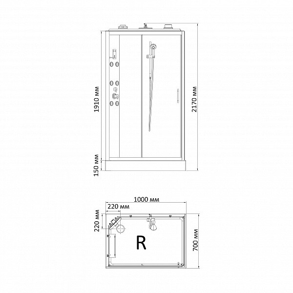 Душевая кабина BandHours Sphera R 100x70