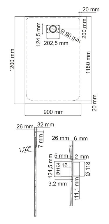 Душевой поддон WasserKRAFT Elbe 74T07 120x90