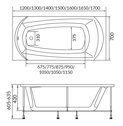 Акриловая ванна 1MarKa Elegance 170x70