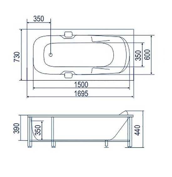 Акриловая ванна Bach Эллина 170x73