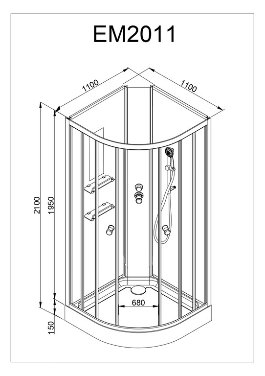 Душевая кабина AvaCan EM2011 N GM 110x110