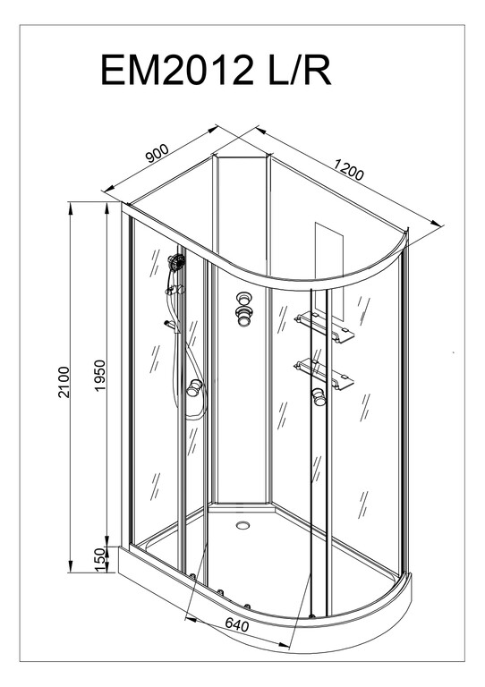 Душевая кабина AvaCan EM2012L N GM 120x80