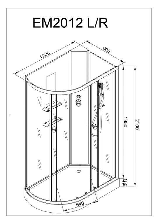 Душевая кабина AvaCan EM2012R N 120x90