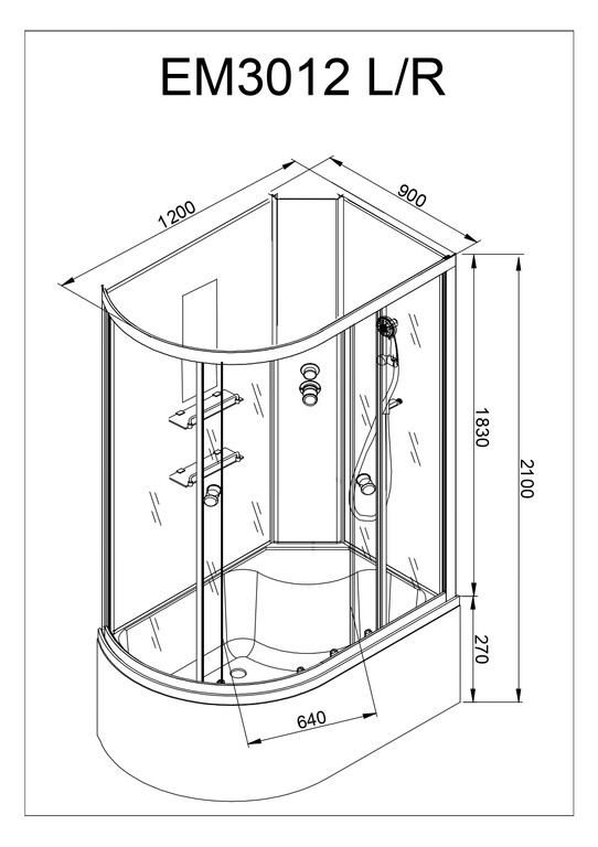 Душевая кабина AvaCan EM3012R N 120x90
