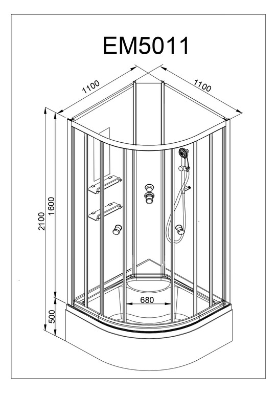 Душевая кабина AvaCan EM5011 N GM 110x110
