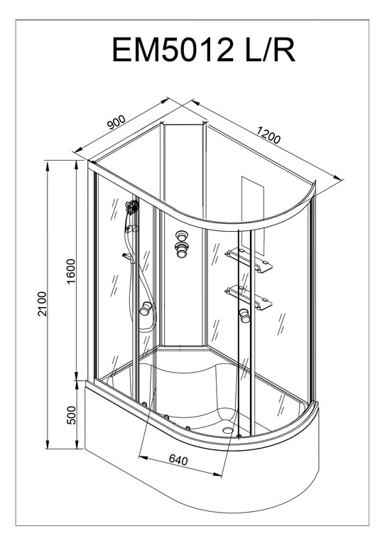 Душевая кабина AvaCan EM5012L N GM 120x90