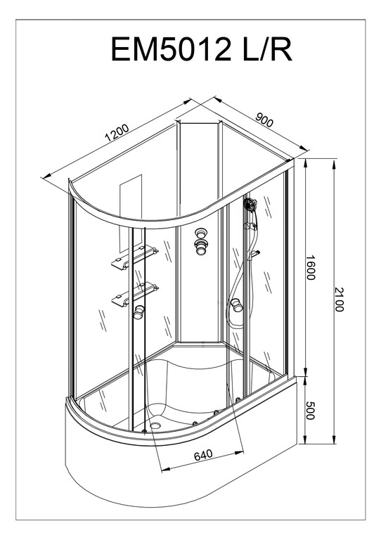 Душевая кабина AvaCan EM5012R N GM 120x90