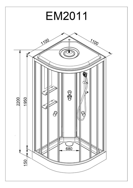 Душевая кабина AvaCan EM2011 GM 110x110