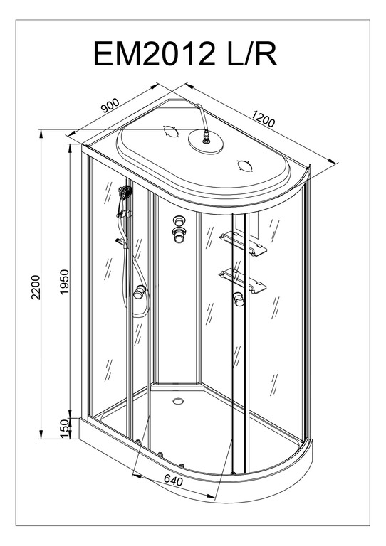 Душевая кабина AvaCan EM2012L GM 120x90