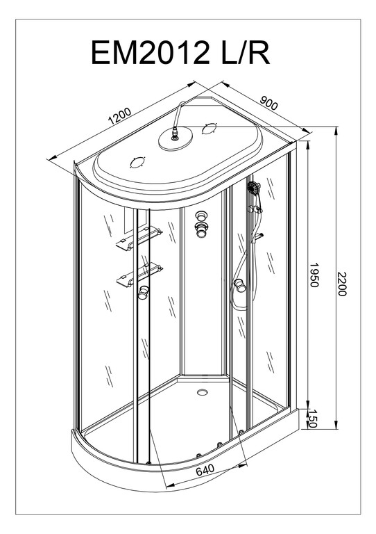 Душевая кабина AvaCan EM2012R GM+EL 120x90