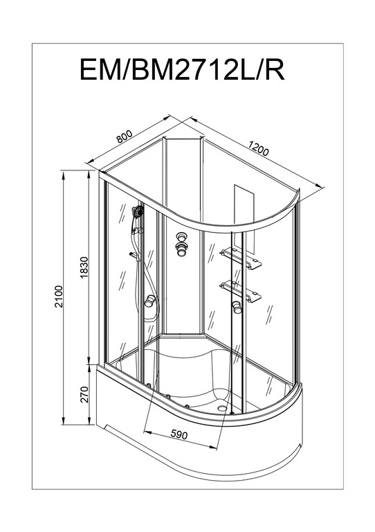 Душевая кабина AvaCan EM2712R N 120x80