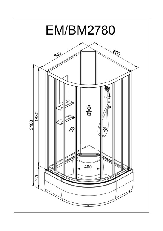 Душевая кабина AvaCan EM2780 N GM 80x80