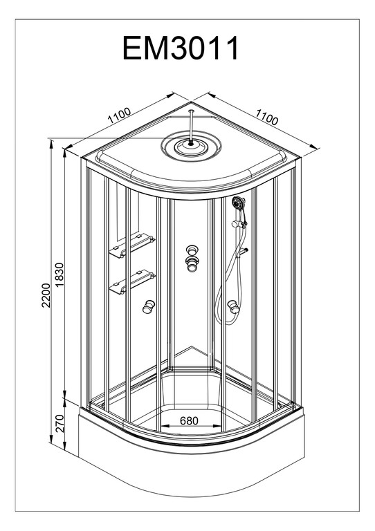 Душевая кабина AvaCan EM3011 GM 110x110