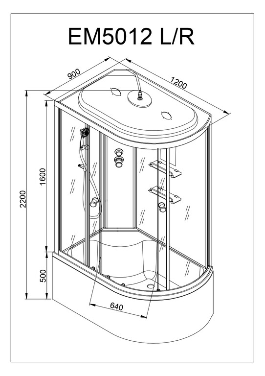 Душевая кабина AvaCan EM5012L GM+EL 120x90