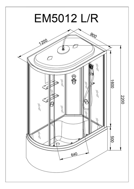 Душевая кабина AvaCan EM5012R GM 120x90