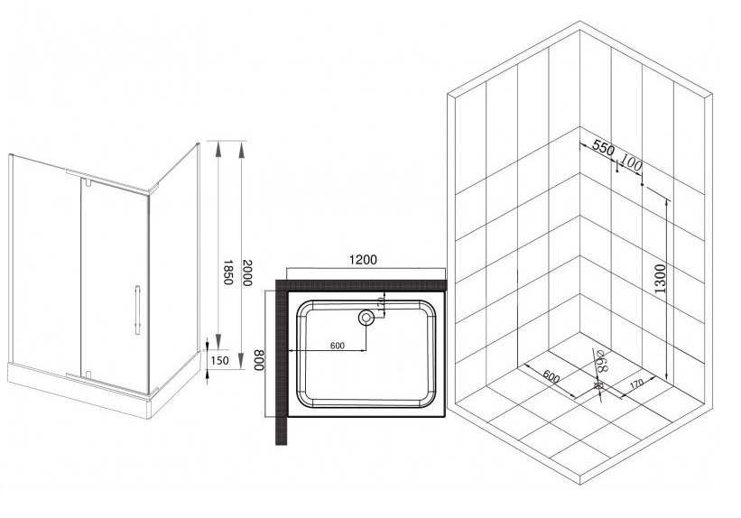 Душевой уголок Esbano ESR-7180B 120x80